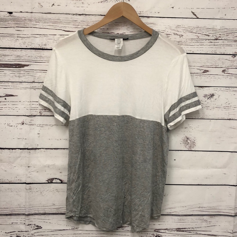West Coast Love gray white stripe sleeve‎ soft tee